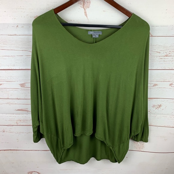 Vince Tops - Vince | Green Dolman 3/4 Sleeve High Low Top